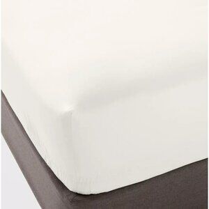 Threshold Twin XL Cotton Sateen Sour Cream Fitted Sheet Fits Up to 18" Deep NWOT